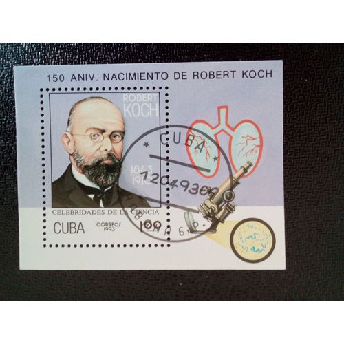 Timbre Cuba M I Bl 134 Robert Koch 1993 ( 14812 )