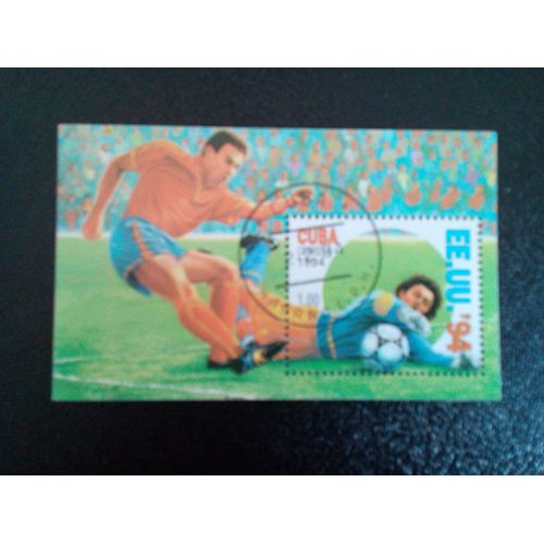 Timbre Cuba Yt Bf 137 Coupe Du Monde Fifa 1994 - Usa 1994 ( 14812 )