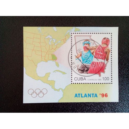 Timbre Cuba Yt Bf 140 Jeux Olympiques D'été De 1996 - Atlanta Boxe 1995 ( 14812 )