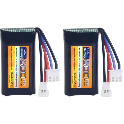 2pcs 7.4v 600mah 35c 2s Batterie Prise Molex Pour Fms Fcx24 Voiture Rc, Camion, Véhicule D'escalade Électrique Rc-Générique