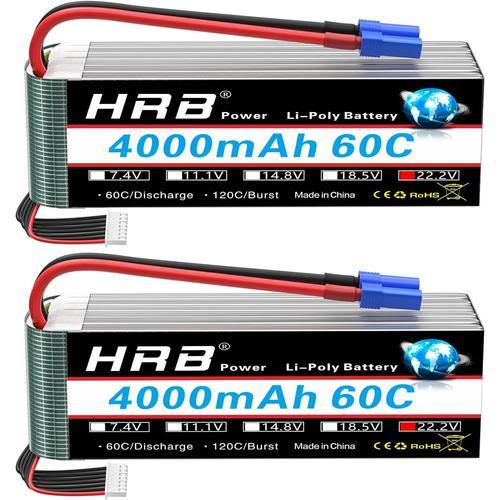 2 Pcs 6s 22.2v 4000mah 60c Lipo Batterie Avec Ec5 Plug Pour Rc Quadcopter Hélicoptère Voiture Camion Bateau Hobby