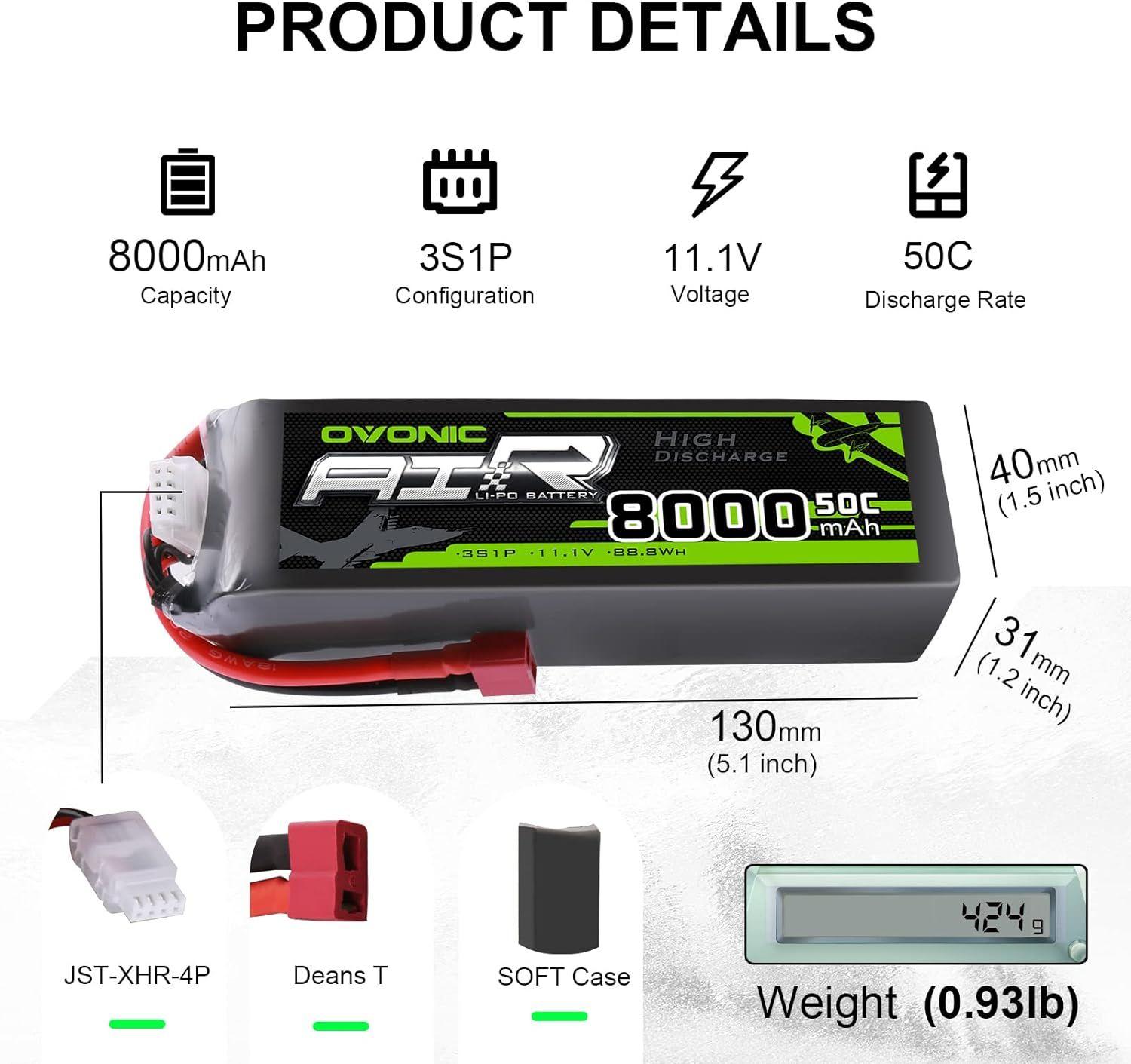 Batterie Lipo 3s 8000mah 50c 11.1v Avec Prise En T De Style ... - 2