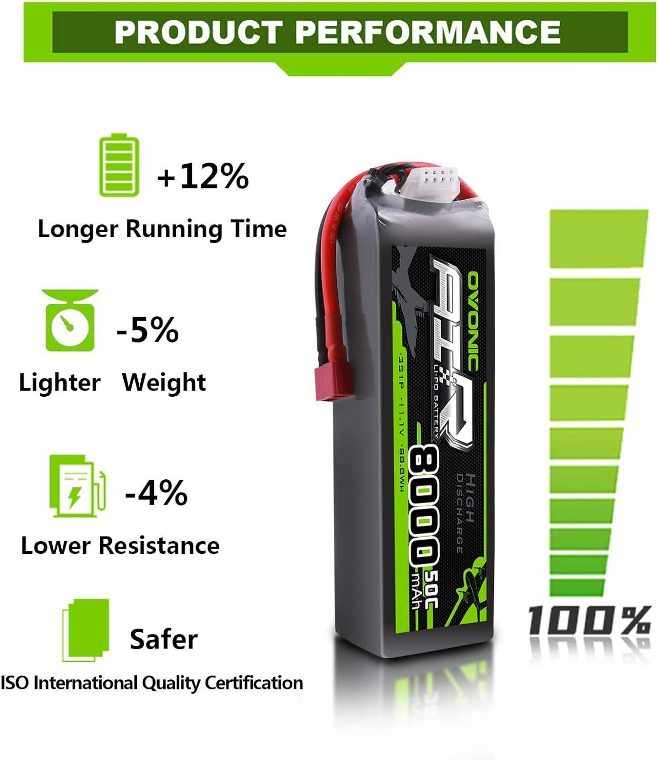 Batterie Lipo 3s 8000mah 50c 11.1v Avec Prise En T De Style ... - 4