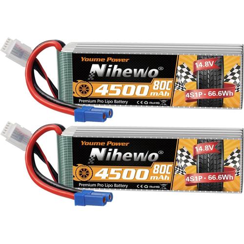 4s Lipo Batterie 14,8v Rc Batterie 4500mah 60c Avec Ec5 Connecteur Compatible Avec Arrma Axial Losi 1/8 Échelle Rc Voiture Camion-Générique