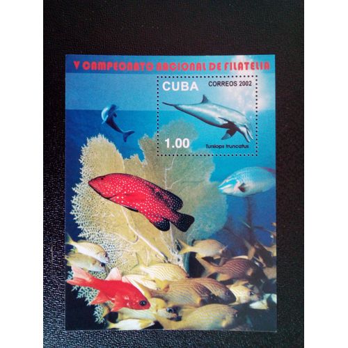 Timbre Cuba M I Bl 180 Grand Dauphin Commun (Tursiops Truncatus) 2002 ( 14812 )