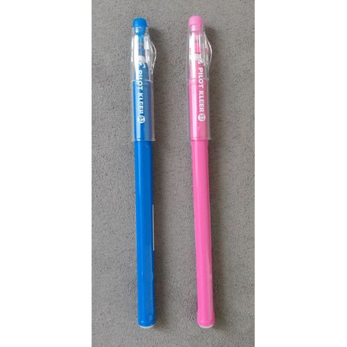Lot De 2 Stylos A Bille Encre Thermosensible Effaçable À Capuchon. Bleu Et Rose. Pilot Kleer. Pointe Moyenne 0.7 Mm