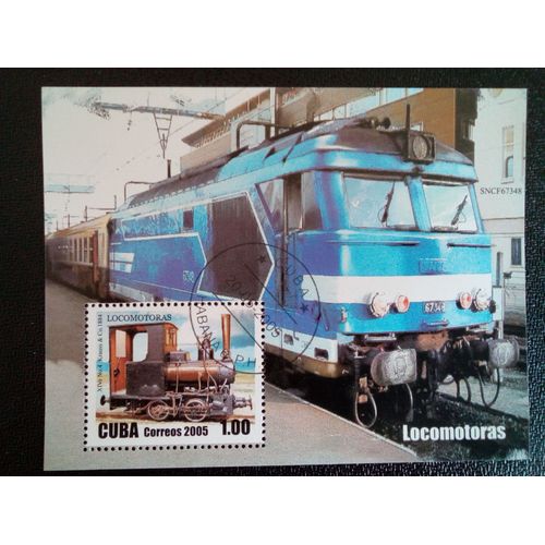 Timbre Cuba M I Bl 201 Locomotives 2005 ( 14812 )