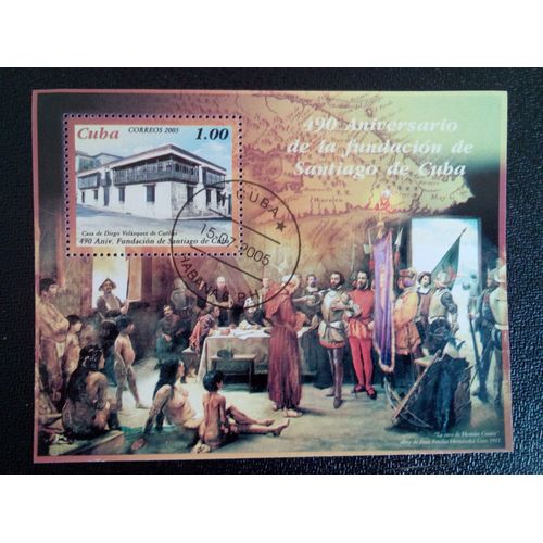 Timbre Cuba M I Bl 202 Anniversaire De Santiago 2005 ( 14812 )