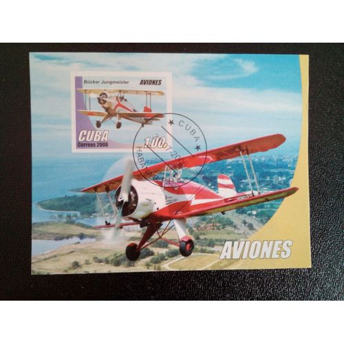 Timbre Cuba M I Bl 213 Avions Bucker Jungmeister 2006 ( 14812 )
