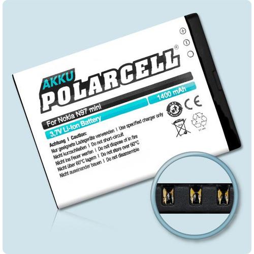 Batterie Li-Ion 3,7 V 1400 Mah / 5,18 Wh Haut De Gamme Pour Nokia N97 Mini - Garantie 1 An - De Marque Polarcell®