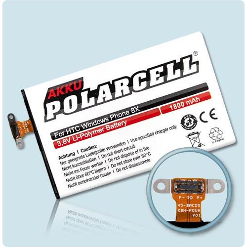 Batterie Li-Polymer 3,8 V 1800 Mah / 6,84 Wh Haut De Gamme Pour Htc Windows Phone 8x Lte (C625e) - Garantie 1 An - De Marque Polarcell®