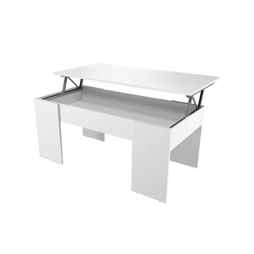 Table Basse Gotham Avec Plateau Relevable Et Rangement - Blanc