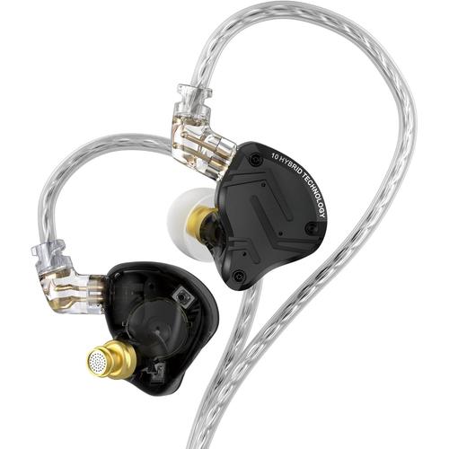 KZ ZS10 Pro X dans Le Moniteur d'oreille, amélioré 4BA 1DD KZ Casque Multiples IEM avec Un câble à 2 éproix de 0,75 mm en Argent détachable pour l'audiophile (Sombre, Pas de Micro)