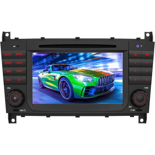 Autoradio 2 Din pour Mercedes Benz Classe C W203/CLC W203/CLK W209 CLK200 C180,Lecteur CD/DVD 7 Pouces écran Tacile avec GPS