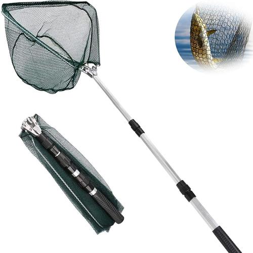 Xndryan ¿ épuisette de pêche télescopique 180 cm avec poignée, épuisette pliable portable avec long manche pour pêche à la carpe, à