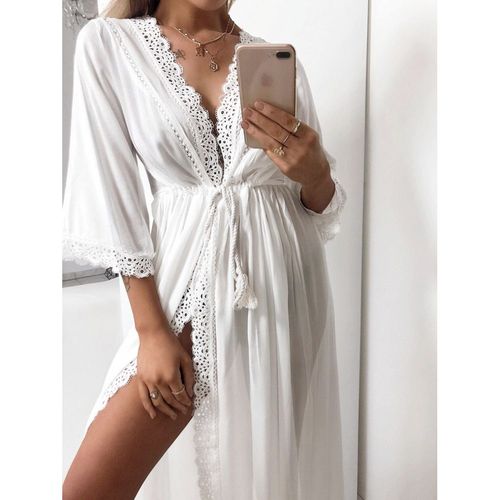 Déshabillé Robe D'intérieur Peignoir Été Léger Translucide / Dentelle & Broderie