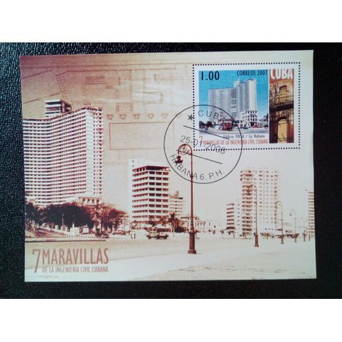 Timbre Cuba M I Bl 235 Bâtiment Fosca 2007 ( 14812 )