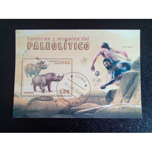 Timbre Cuba M I Bl 245 Rhinocéros Laineux (Coelodonta Antiquitatis) 2008 ( 14812 )