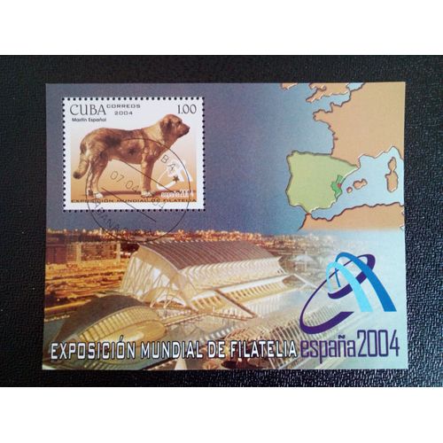 Timbre Cuba M I Bl 189 Mastiff Espagnol (Canis Lupus Familiaris) 2004 ( 14812 )