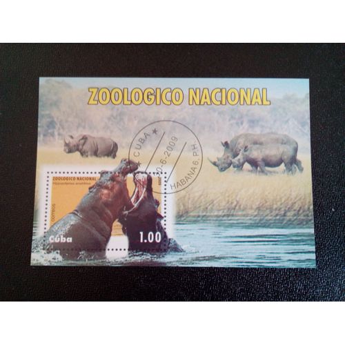Timbre Cuba M I Bl 264 Zoologie Nationale Hippopotame (Hippopotamus Amphibius) 2009 ( 14812 )