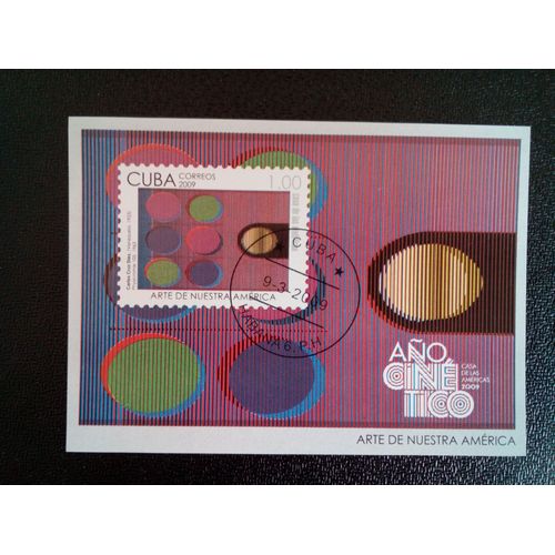 Timbre Cuba M I Bl 256 Carlos Cruz Diez Arts Modernes 2009 ( 14812 )