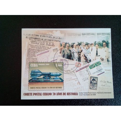 Timbre Cuba M I Bl 269 Rocket Mail 2009 ( 14812 )
