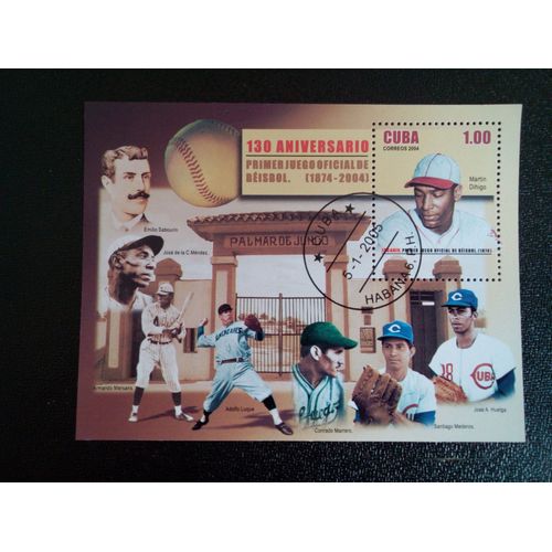 Timbre Cuba M I Bl 195 130 Anniversaire Officiel Champion De Baseball 2004 ( 14812 )