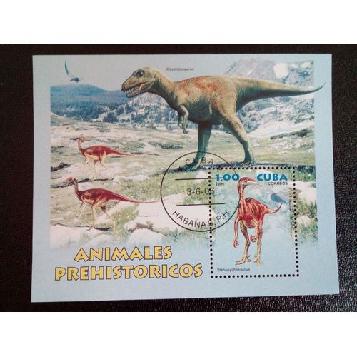 Timbre Cuba M I Bl 211 Animaux Préhistoriques Stenonychosaurus 2006 ( 14812 )