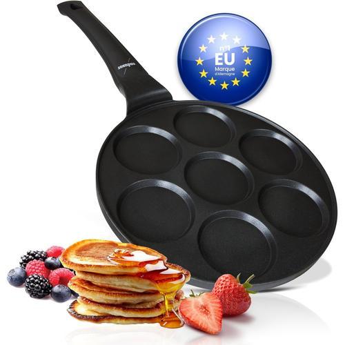 Noir Noir Poele A Pancakes Induction - Poele Pancakes Avec Un Diamètre De 26cm + Revêtement Anti-Adhésif | Plaque À Induction Gaz