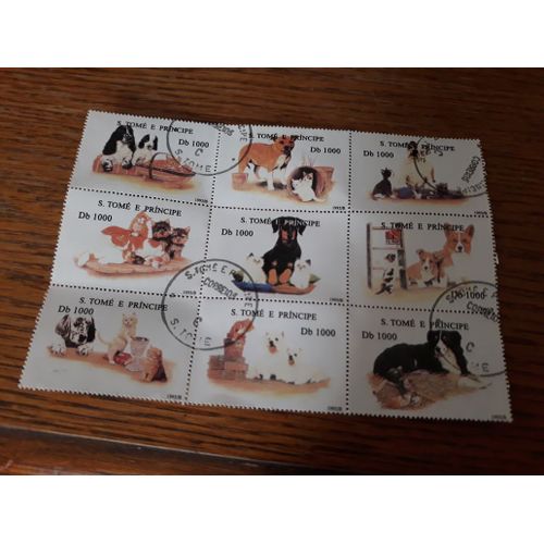 Chiens Et Chats Bloc Sais Tome Et Principe Timbres Tp7