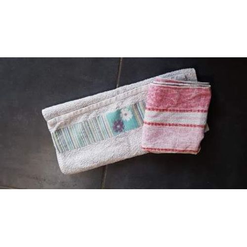 Lot De 2 Serviettes De Toilette Violet Et Rose