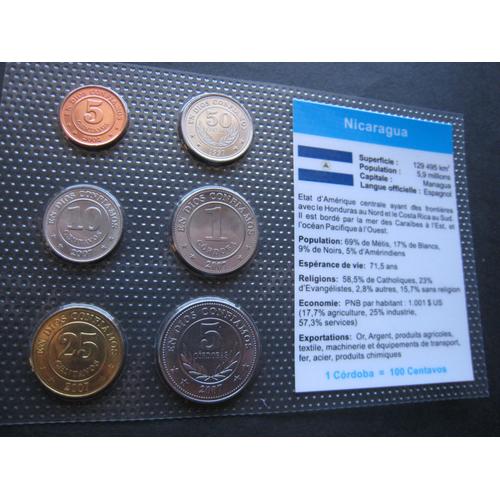 Lot/Set De 6 Pièces De Monnaie Neuves 5 - 10 - 25 - 50 Centavos - 1 - 5 Cordobas - Nicaragua - Amérique Centrale - 1997-2002-07