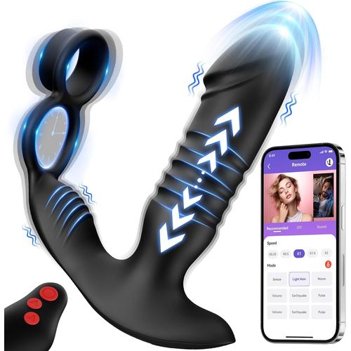 A-Noir A-Noir Plug Anal Sextoyse Homme Sex, Vibromasseur Plugs Anals Sex Toys Avec 7 Fonctions De Choc 7 Modes De Vibration Avec Anneau