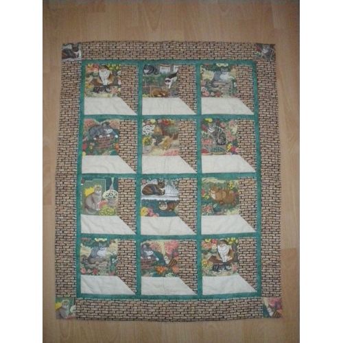 Panneau Mural Patchwork "Les Chats À La Fenêtre"