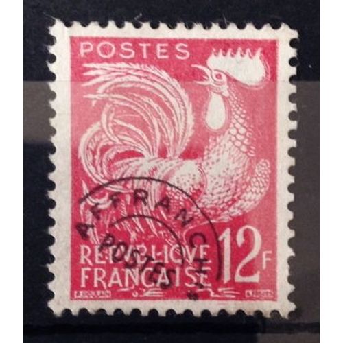 Préoblitéré Coq 12f Rouge Carminé (N° 111) Obl - France Année 1953 - N10870