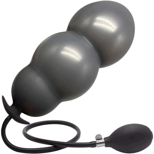 Noir Noir Plug Anal 30 Cm X 11 Cm - 3 Perles - Bouche Gonflable - Ballon Avec Pompe - Jouet Sexuel En Silicone Pour Couples/Hommes/Femmes