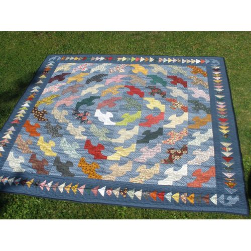 Panneau Mural Patchwork/Quilt "La Ronde Des Oiseaux" Fait Main