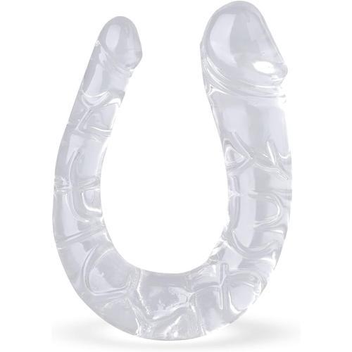 Transparent Transparent Double Tete Gode Réaliste Gode Anal Géant,Plug Anal Transparent Butt Plug Pour Lesbiennes,Double Gode Anal Flexible