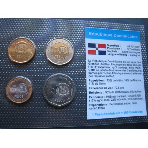 Lot/Set De 4 Pièces De Monnaie Neuves 1 - 5 - 10 - 25 Pesos - Répuplique Dominicaine - Amérique Centrale - 2008