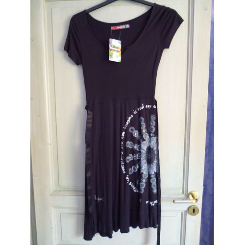 Robe Noire Desigual Taille S Strass Et Imprimé Neuve Avec Étiquette
