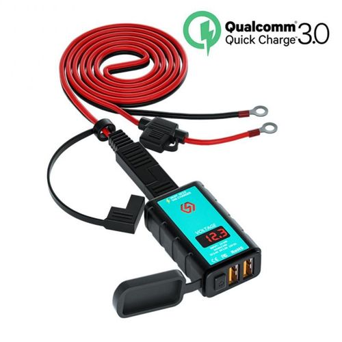 Sae A3 - Chargeur Rapide Usb 12v Pour Moto, Interrupteur Étanche Avec Voltmètre, Prise Sae Vers Prise Usb Type-C, Accessoires