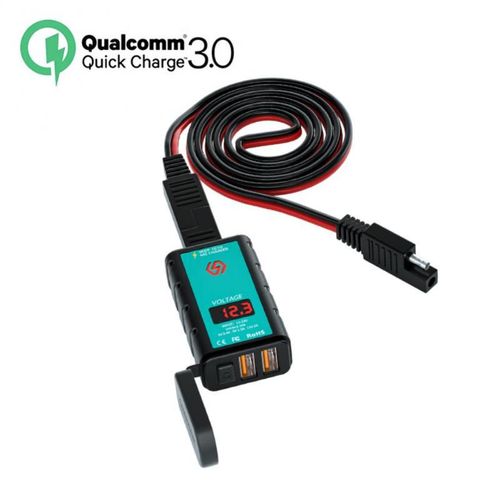 Sae A2 - Chargeur Rapide Usb 12v Pour Moto, Interrupteur Étanche Avec Voltmètre, Prise Sae Vers Prise Usb Type-C, Accessoires
