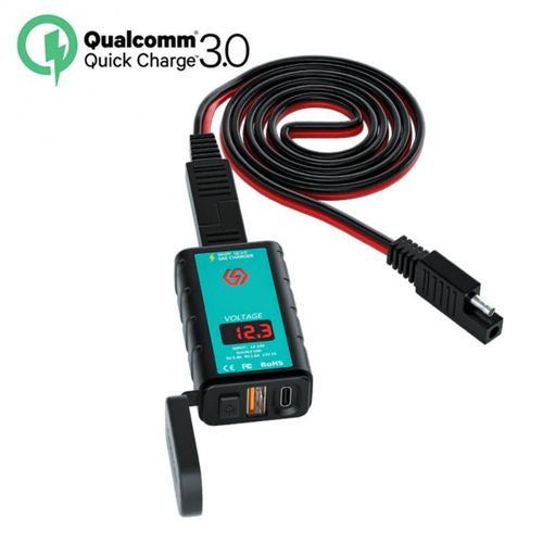 Sae B2 - Chargeur Rapide Usb 12v Pour Moto, Interrupteur Étanche Avec Voltmètre, Prise Sae Vers Prise Usb Type-C, Accessoires