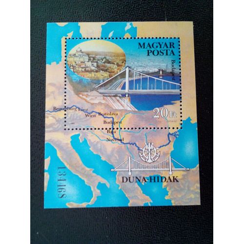 Timbre Hongrie Yt Bf 178 Pont Elizabeth, Budapest, Hongrie 1985 ( 10812 )