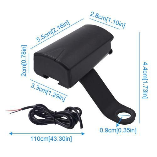 Noir - Meilleures Ventes 55%!!! Support De Guidon De Moto 12v Cs-835a1, Chargeur De Téléphone Usb Avec Voyant Lumineux