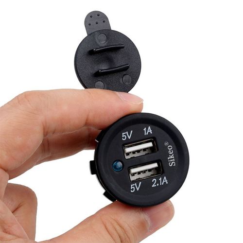 Noir - Chargeur Usb À Double Port Pour Voiture Et Moto, 12v/24v, 5v 3.1a, Prise De Courant Pour Ipad, Iphone, Téléphone Portable, Bateau, Led