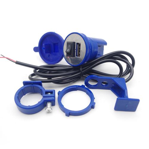 Bleu - Chargeur Usb Étanche Pour Moto, 12v, Yamaha Tracer 900, Ightr1 2003, Xjr 1200, R6 2005, Tdm 900, Xt 660, Mt03, Yzf 250, Raptor 350