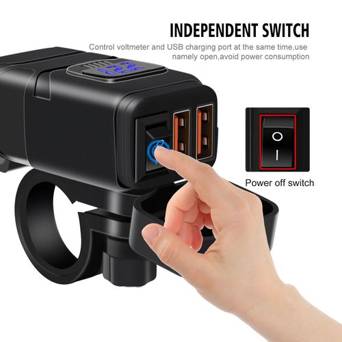 Noir - Chargeur Rapide De Moto 12v Sae Vers Adaptateur Usb Avec Interrupteur Marche/Arrêt Pour Voltmètre