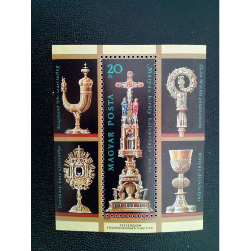 Timbre Hongrie Yt Bf 190 Réouverture Du Trésor De La Basilique D'esztergom 1987 ( 10812 )