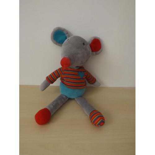 Peluche Souris Grise Multicolore Ebulobo